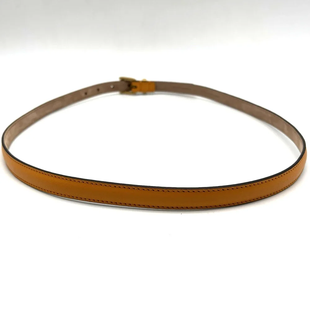 Authentic GUCCI 339065 Marigold Leather Bamboo Buckle Skinny Belt 36 Italy $449